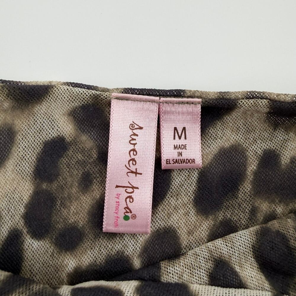 Sweet Pea by Stacy Frati Y2K Leopard Print Mesh Faux Wrap Tank Top - Picture 3 of 8
